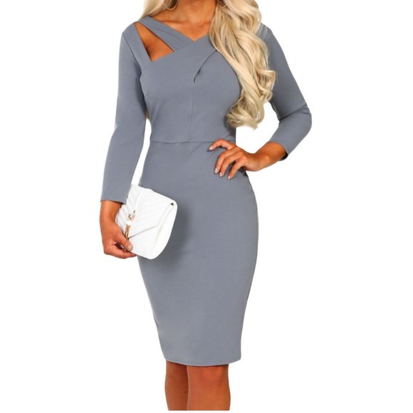 Dresses & Skirts - new Grey Bodycon Midi Dress M